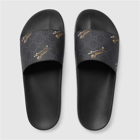 gucci supreme tiger slide sandal|gucci slide gg supreme 1084.